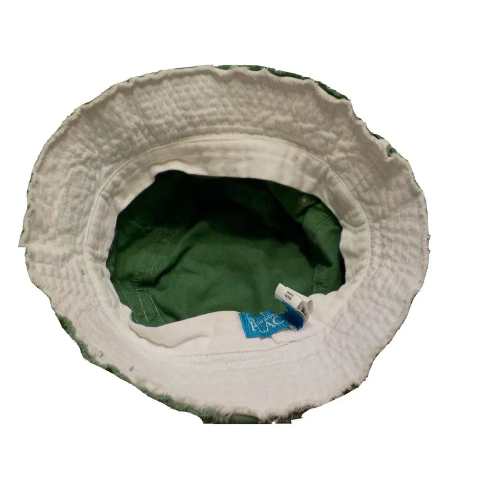 The Children's Place Sun Bucket Hat Raw Edges Surfer Shark Beach Green